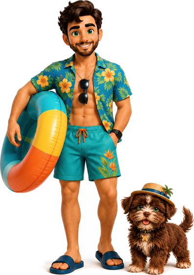 Mascote da Royalty Viagens pronto para viajar